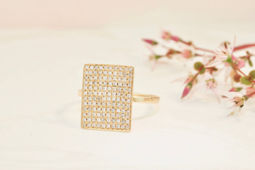 Elle Rectangle Diamond Pavé Cluster Ring-Rings-Nari Fine Jewels-Nari Fine Jewels