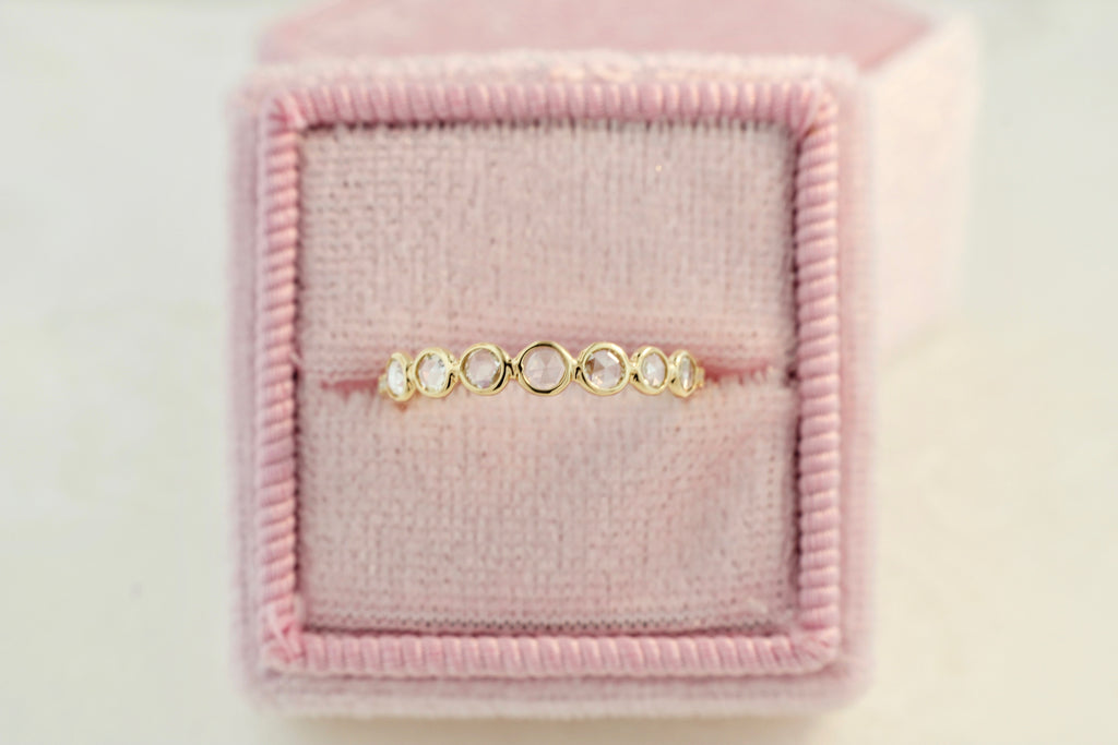 Poppy Rose Cut Diamond Bezel and Diamond Pavé Ring-Rings-Nari Fine Jewels-Nari Fine Jewels