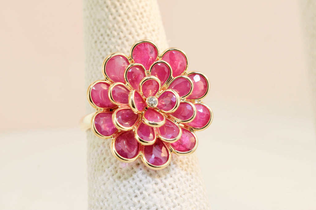 Camellia Ruby Ring with Diamond-Rings-Nari Fine Jewels-Nari Fine Jewels