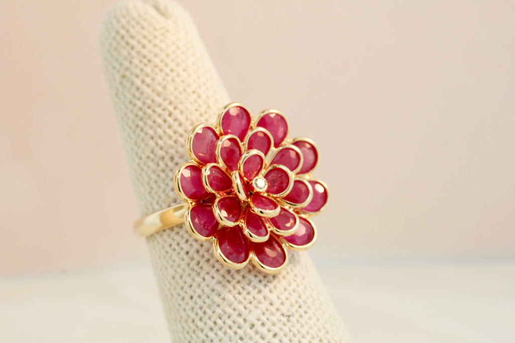 Camellia Ruby Ring with Diamond-Rings-Nari Fine Jewels-Nari Fine Jewels