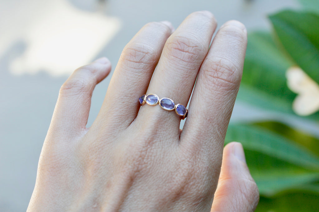 Aiyana Tanzanite Oval Reverse Set Eternity Ring-Rings-Nari Fine Jewels-Nari Fine Jewels