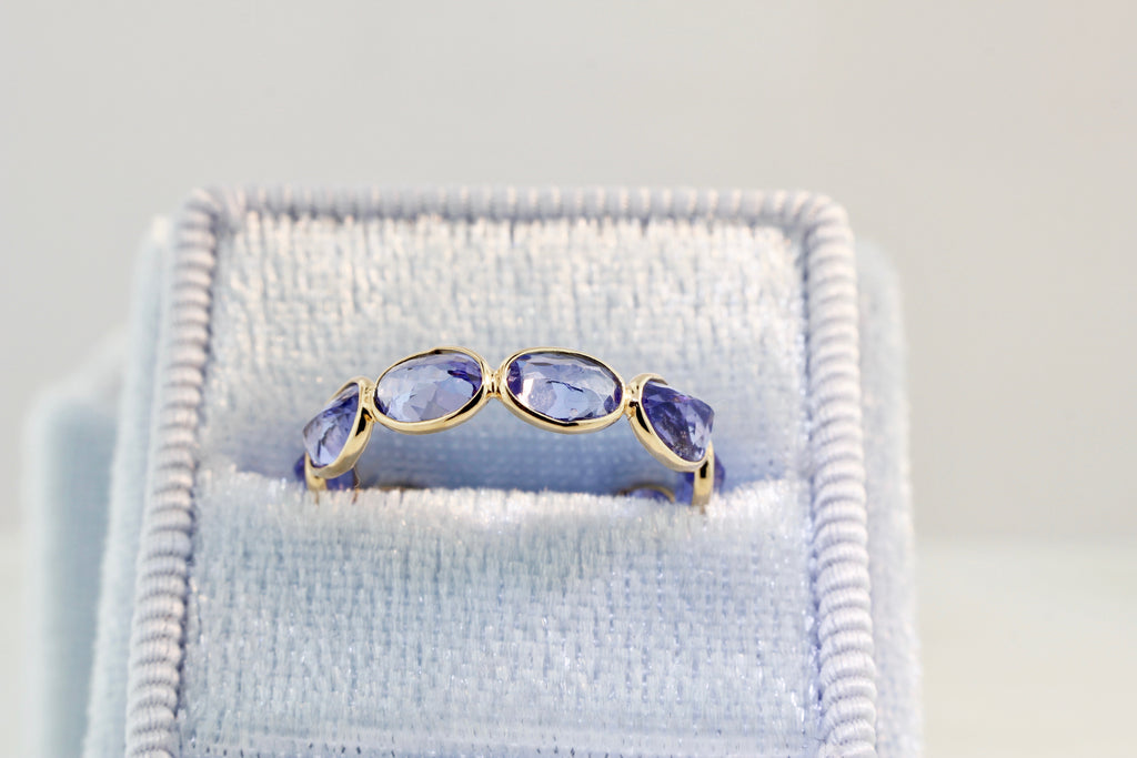 Aiyana Tanzanite Oval Reverse Set Eternity Ring-Rings-Nari Fine Jewels-Nari Fine Jewels