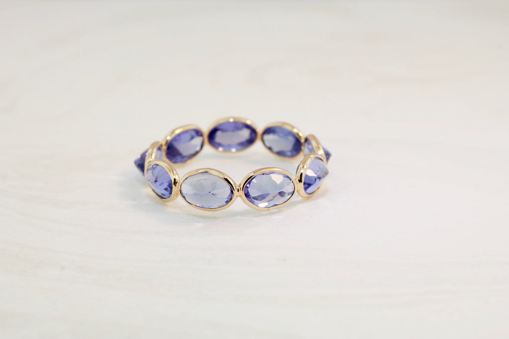Aiyana Tanzanite Oval Reverse Set Eternity Ring-Rings-Nari Fine Jewels-Nari Fine Jewels