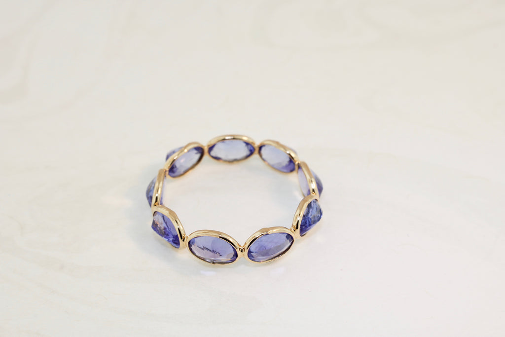 Aiyana Tanzanite Oval Reverse Set Eternity Ring-Rings-Nari Fine Jewels-Nari Fine Jewels