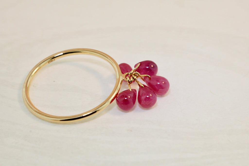 Cassia Ruby Briolette Dangling Ring-Rings-Nari Fine Jewels-Nari Fine Jewels