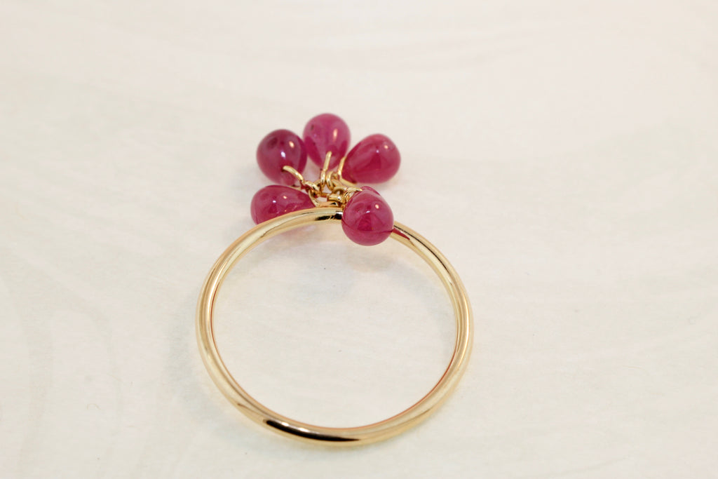 Cassia Ruby Briolette Dangling Ring-Rings-Nari Fine Jewels-Nari Fine Jewels