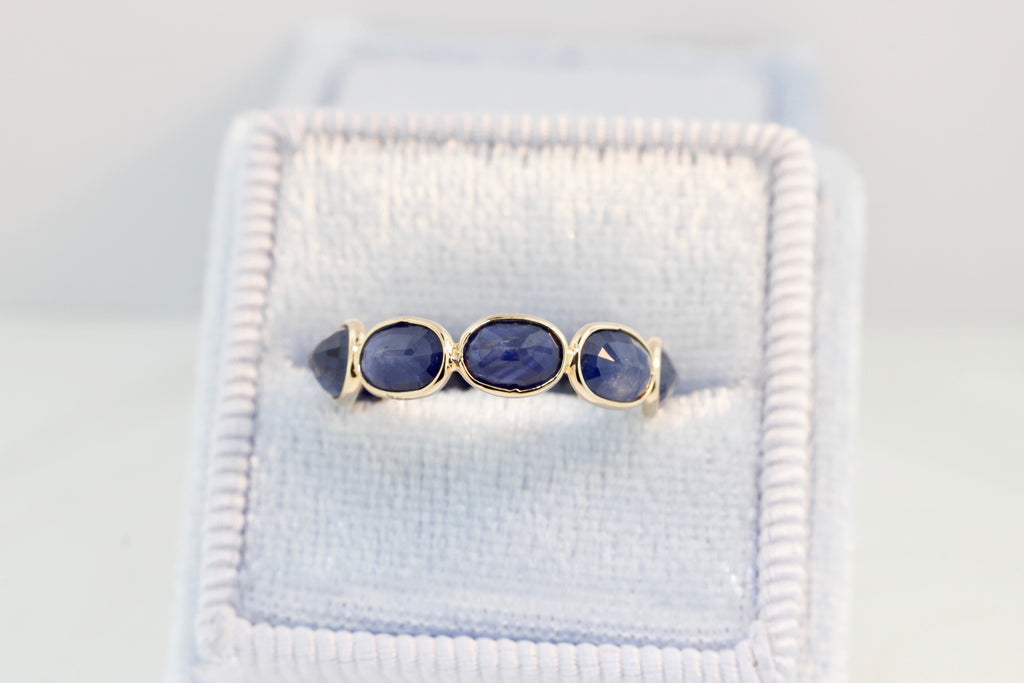 Aiyana Sapphire Oval Horizontal Eternity Ring-Rings-Nari Fine Jewels-Nari Fine Jewels