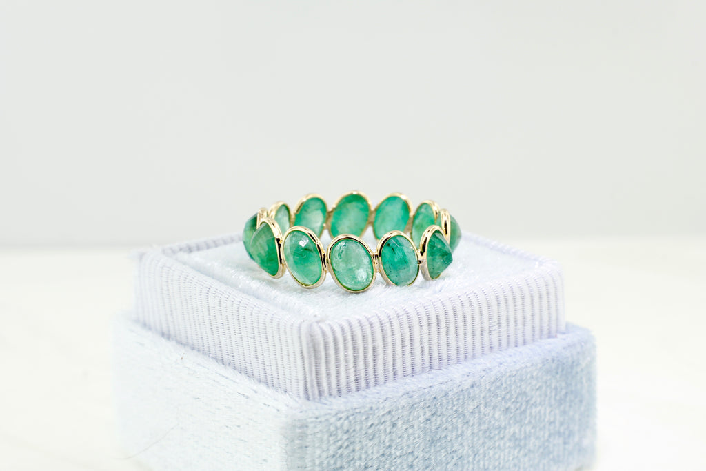 Aiyana Emerald Oval Eternity Ring-Rings-Nari Fine Jewels-Nari Fine Jewels