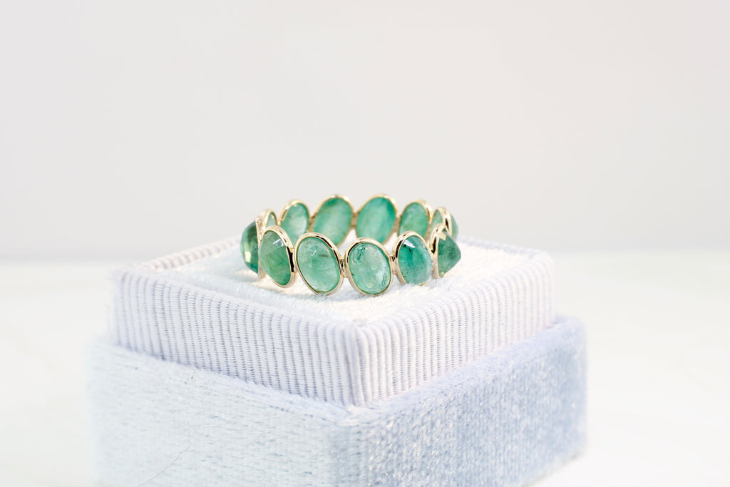 Aiyana Emerald Oval Eternity Ring-Rings-Nari Fine Jewels-Nari Fine Jewels