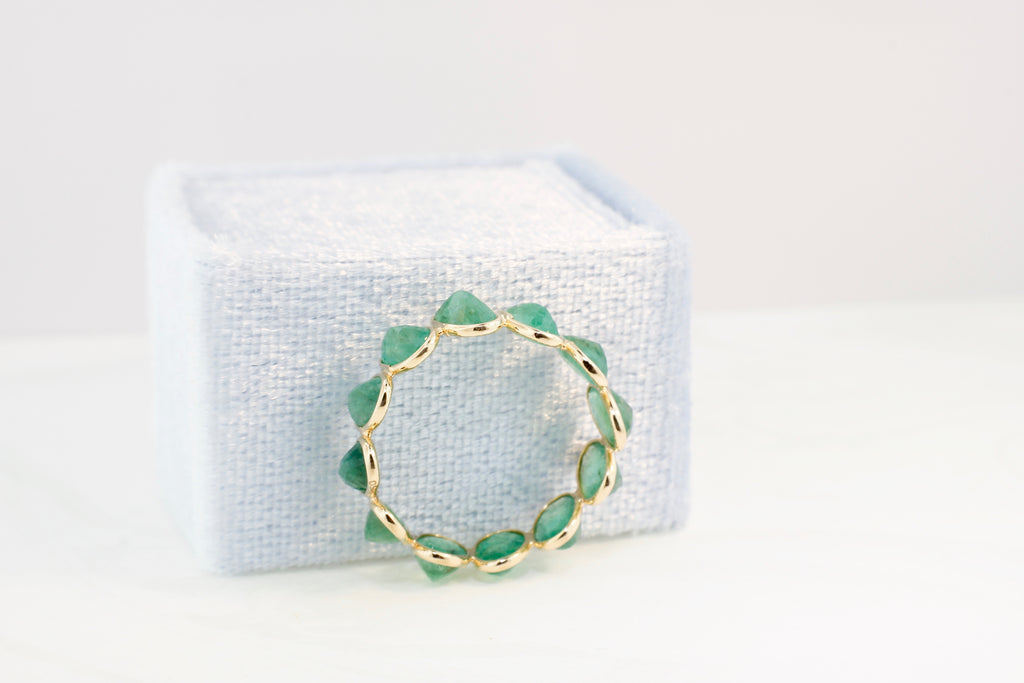 Aiyana Emerald Oval Eternity Ring-Rings-Nari Fine Jewels-Nari Fine Jewels