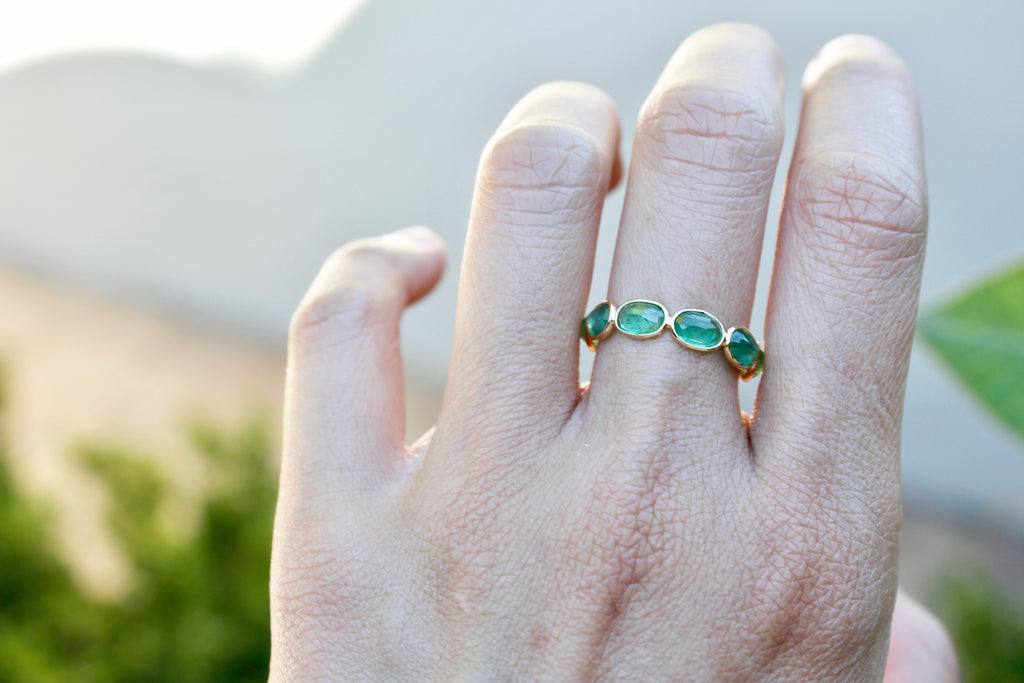 Aiyana Emerald Oval Horizontal Eternity Ring-Rings-Nari Fine Jewels-Nari Fine Jewels