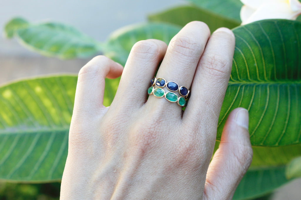 Aiyana Emerald Oval Horizontal Eternity Ring-Rings-Nari Fine Jewels-Nari Fine Jewels