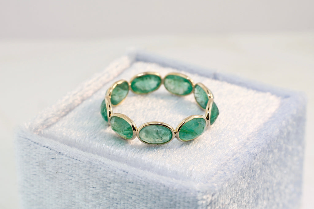 Aiyana Emerald Oval Horizontal Eternity Ring-Rings-Nari Fine Jewels-Nari Fine Jewels