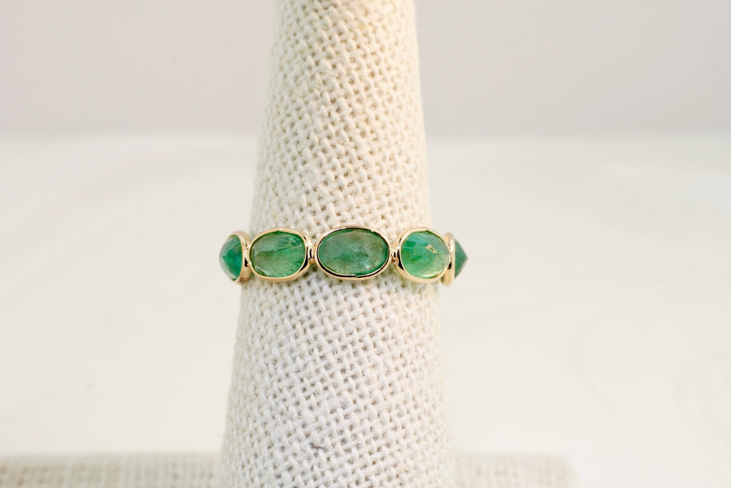 Aiyana Emerald Oval Horizontal Eternity Ring-Rings-Nari Fine Jewels-Nari Fine Jewels