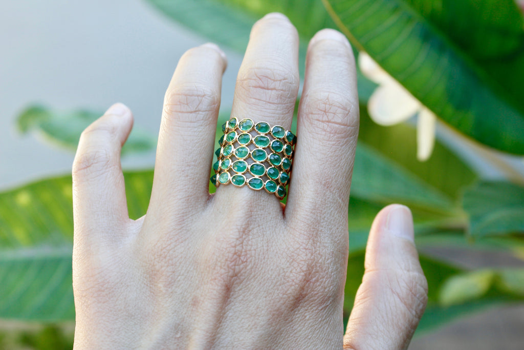 Aiyana Emerald Five Row Eternity Ring-Rings-Nari Fine Jewels-Nari Fine Jewels