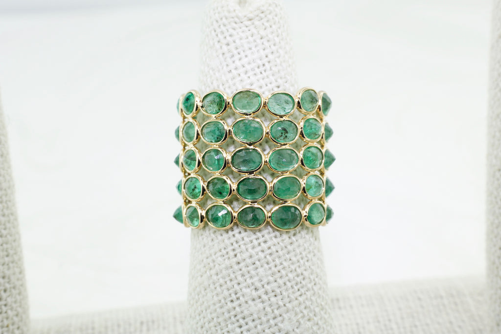 Aiyana Emerald Five Row Eternity Ring-Rings-Nari Fine Jewels-Nari Fine Jewels