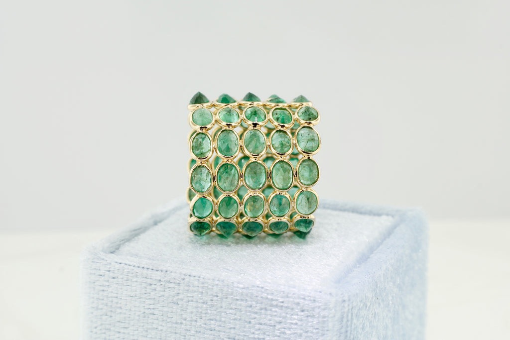 Aiyana Emerald Five Row Eternity Ring-Rings-Nari Fine Jewels-Nari Fine Jewels