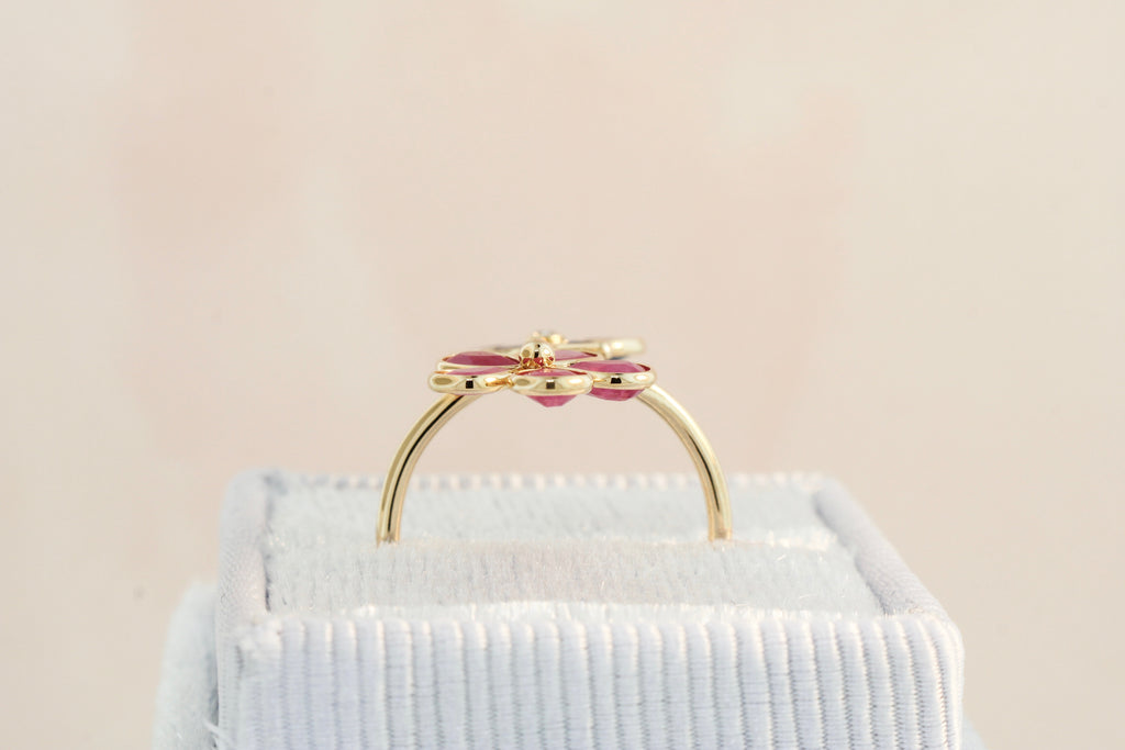 Aster Ruby Sapphire Flower Ring-Rings-Nari Fine Jewels-Nari Fine Jewels