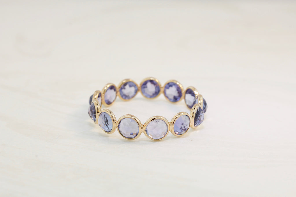 Aiyana Tanzanite Round Checker Cut Eternity Ring-Rings-Nari Fine Jewels-Nari Fine Jewels