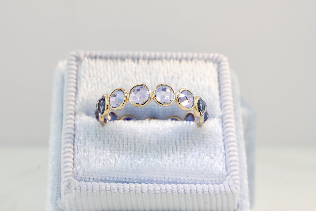 Aiyana Tanzanite Round Checker Cut Eternity Ring-Rings-Nari Fine Jewels-Nari Fine Jewels