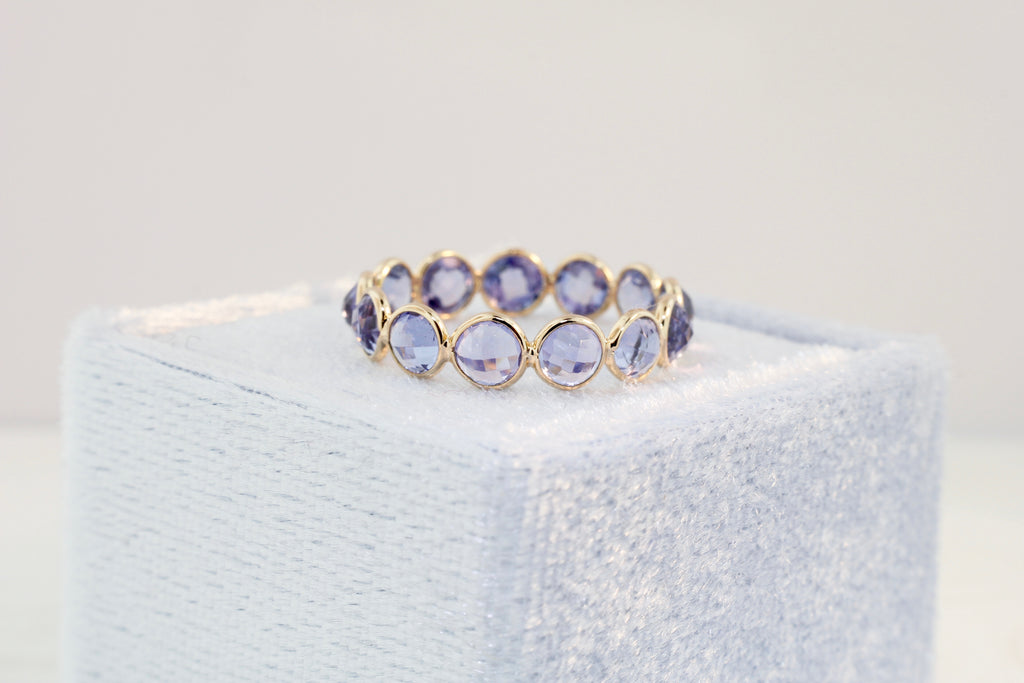Aiyana Tanzanite Round Checker Cut Eternity Ring-Rings-Nari Fine Jewels-Nari Fine Jewels