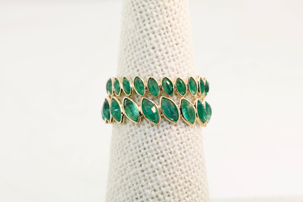 Aiyana Emerald Marquise Eternity Ring-Rings-Nari Fine Jewels-Nari Fine Jewels