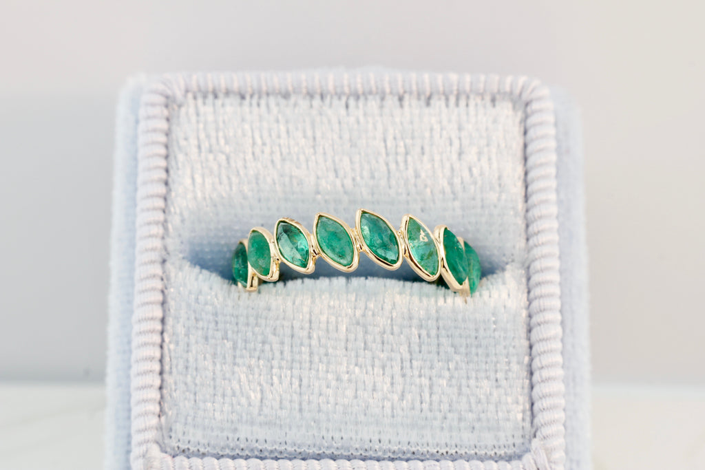 Aiyana Emerald Marquise Eternity Ring-Rings-Nari Fine Jewels-Nari Fine Jewels