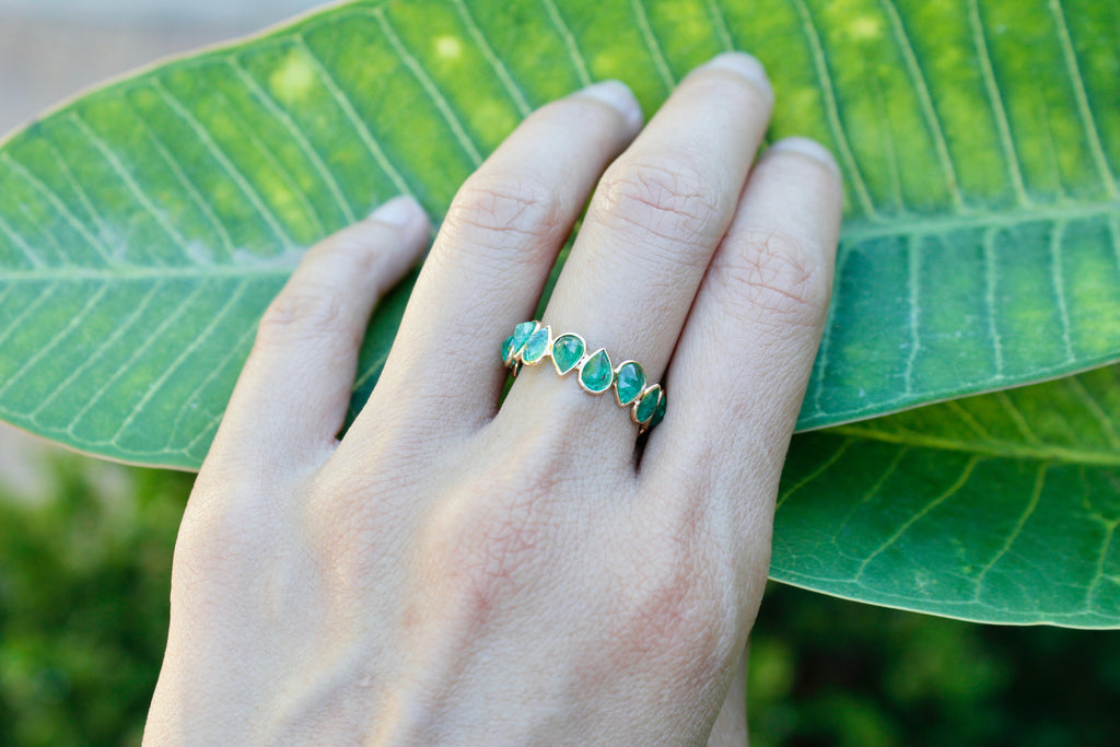 Aiyana Emerald Pear Eternity Ring-Rings-Nari Fine Jewels-Nari Fine Jewels