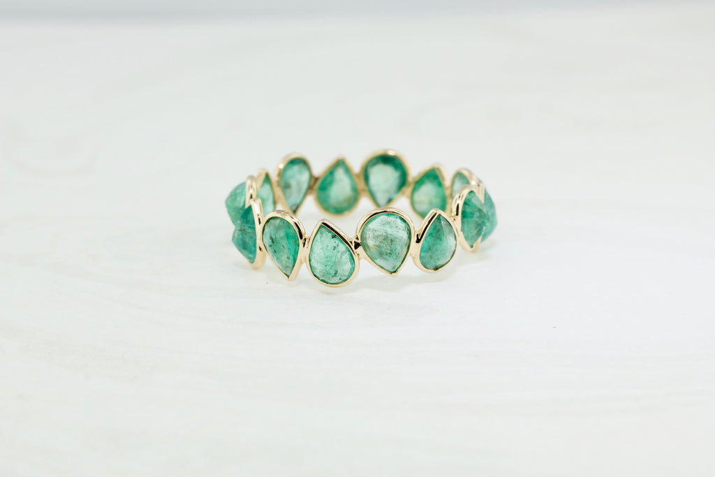 Aiyana Emerald Pear Eternity Ring-Rings-Nari Fine Jewels-Nari Fine Jewels