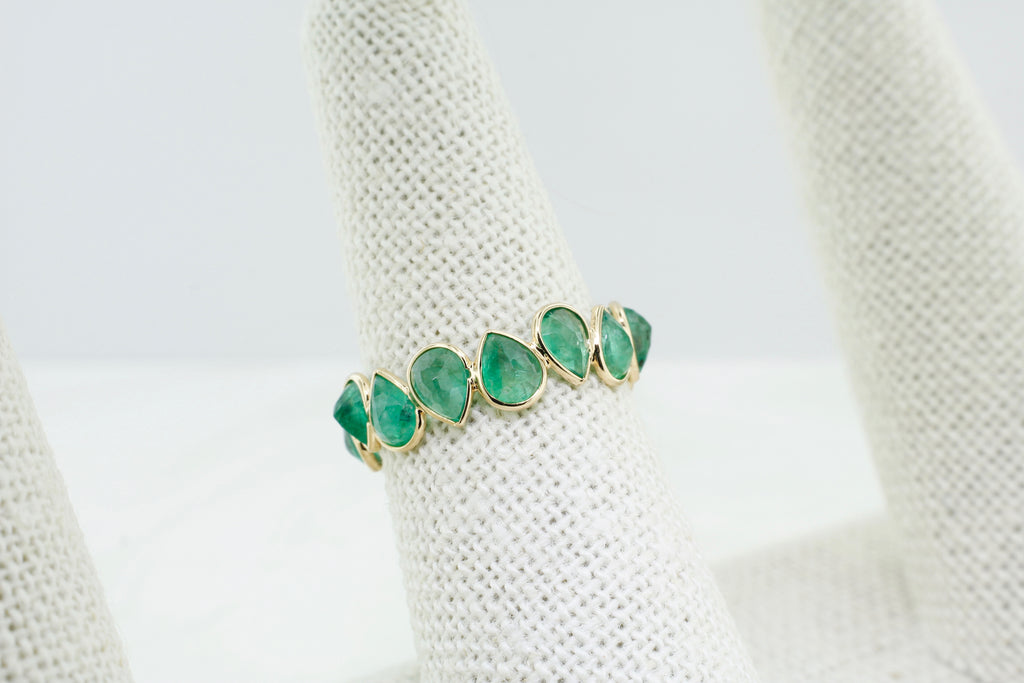 Aiyana Emerald Pear Eternity Ring-Rings-Nari Fine Jewels-Nari Fine Jewels
