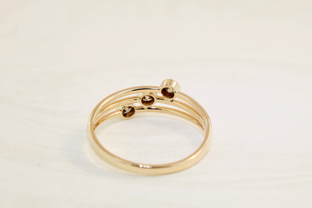 Lola Three Stone Diamond Illusion Stack Ring-Rings-Nari Fine Jewels-Nari Fine Jewels
