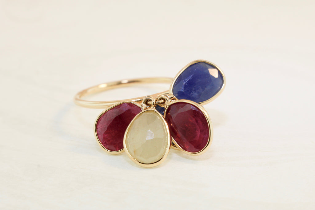 Cassia Ruby Sapphire and Yellow Sapphire Dangling Ring-Rings-Nari Fine Jewels-Nari Fine Jewels