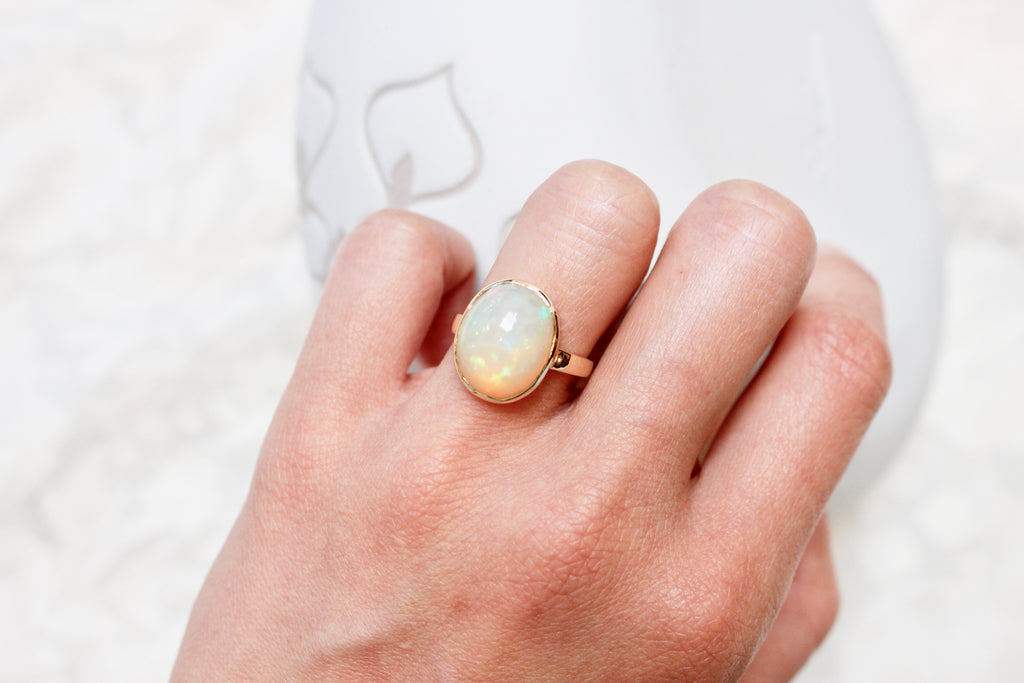 Anya Opal Solitaire Ring-Rings-Nari Fine Jewels-Nari Fine Jewels