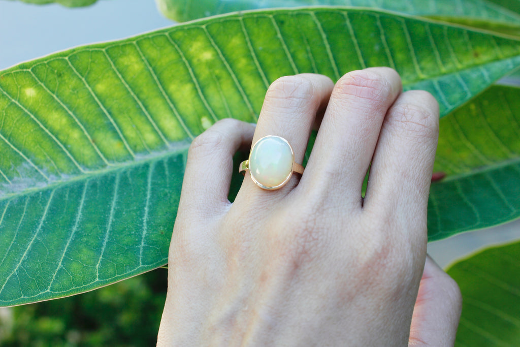Anya Opal Solitaire Ring-Rings-Nari Fine Jewels-Nari Fine Jewels