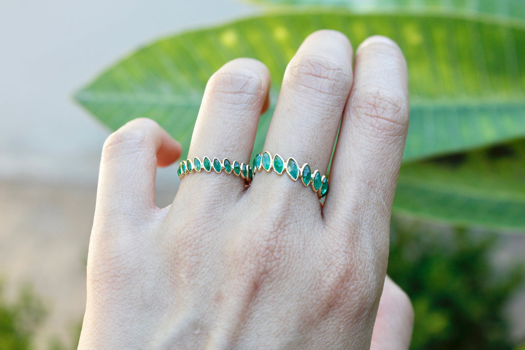 Aiyana Emerald Marquise Eternity Ring-Rings-Nari Fine Jewels-Nari Fine Jewels