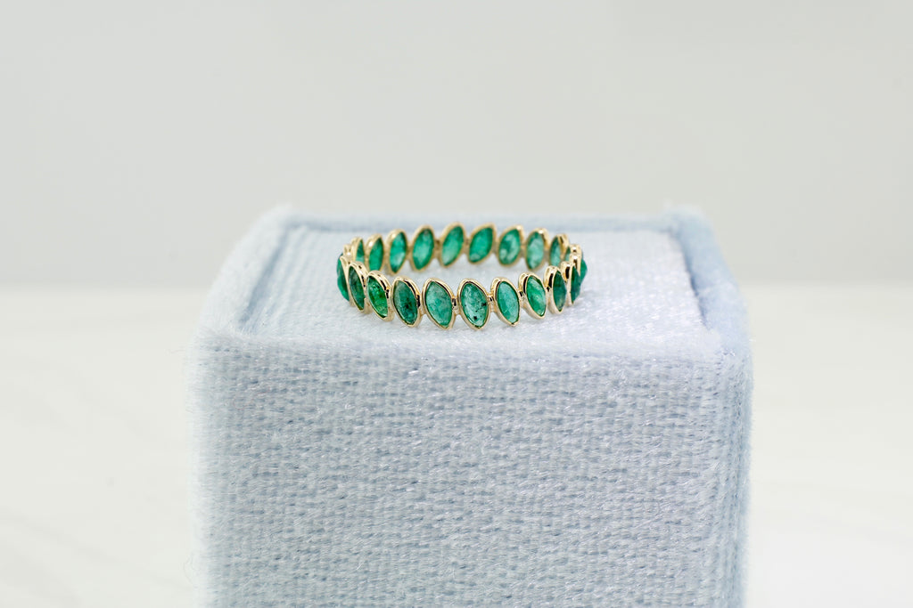 Aiyana Emerald Marquise Skinny Eternity Ring-Rings-Nari Fine Jewels-Nari Fine Jewels