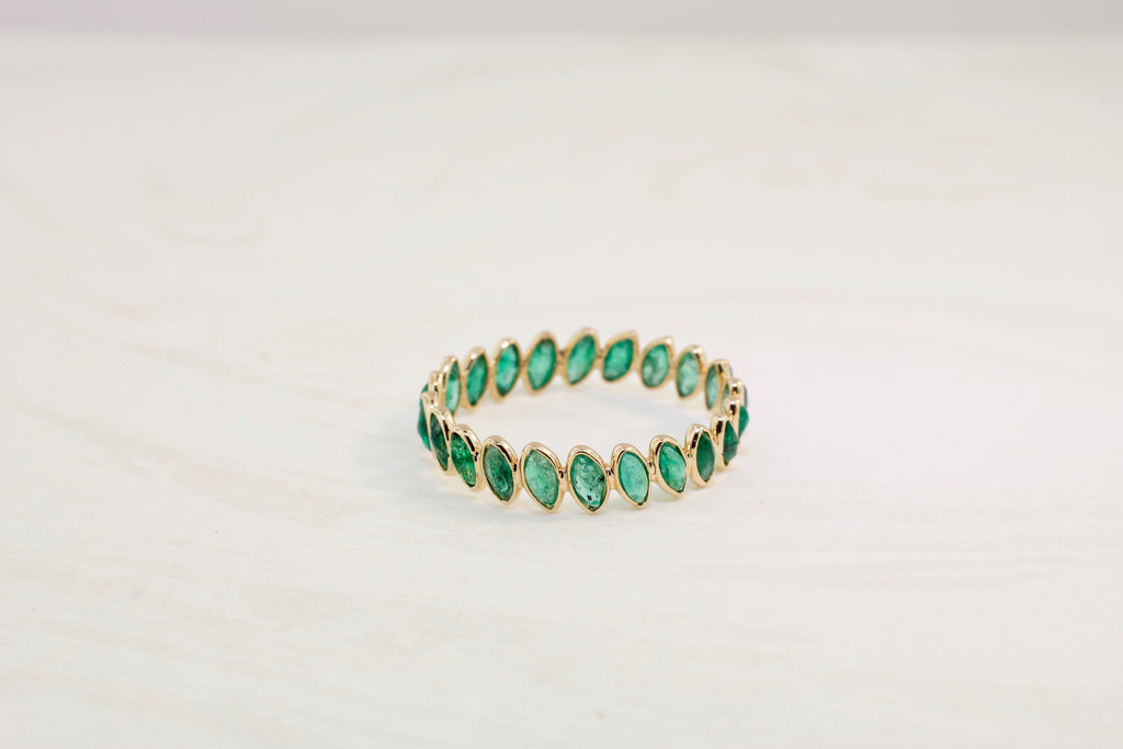 Aiyana Emerald Marquise Skinny Eternity Ring-Rings-Nari Fine Jewels-Nari Fine Jewels