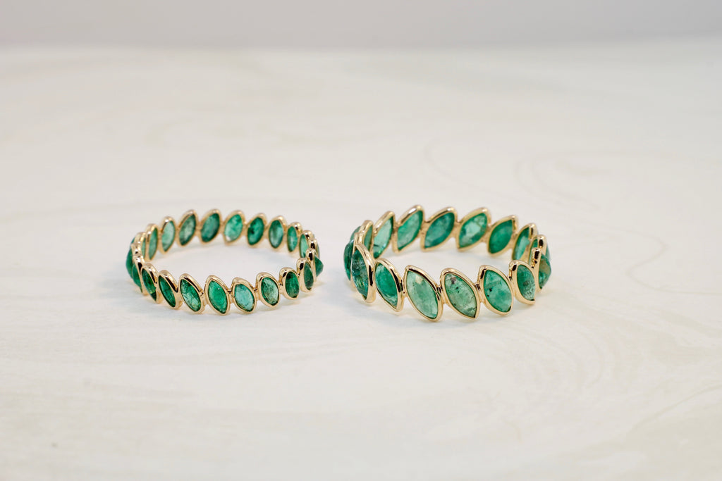 Aiyana Emerald Marquise Skinny Eternity Ring-Rings-Nari Fine Jewels-Nari Fine Jewels