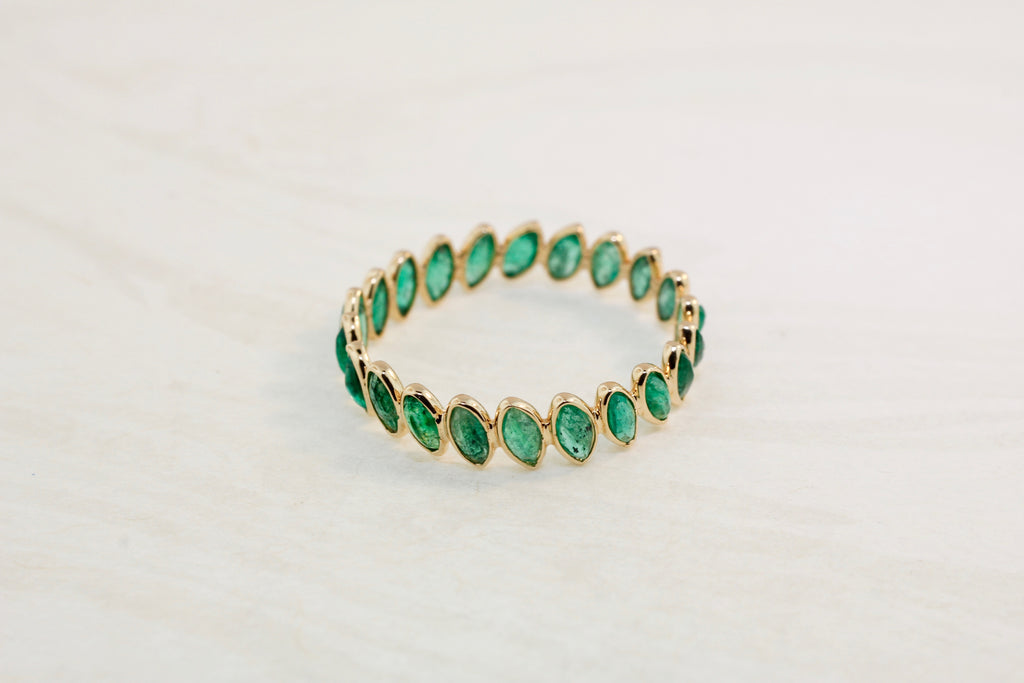 Aiyana Emerald Marquise Skinny Eternity Ring-Rings-Nari Fine Jewels-Nari Fine Jewels