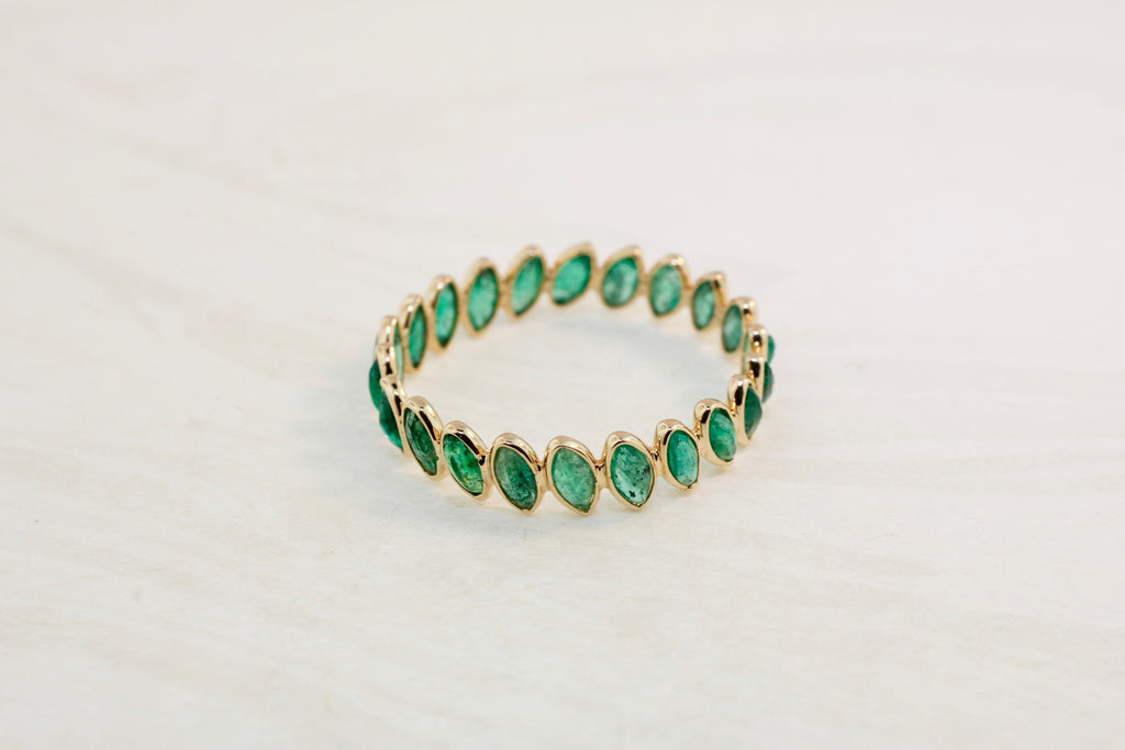 Aiyana Emerald Marquise Skinny Eternity Ring-Rings-Nari Fine Jewels-Nari Fine Jewels