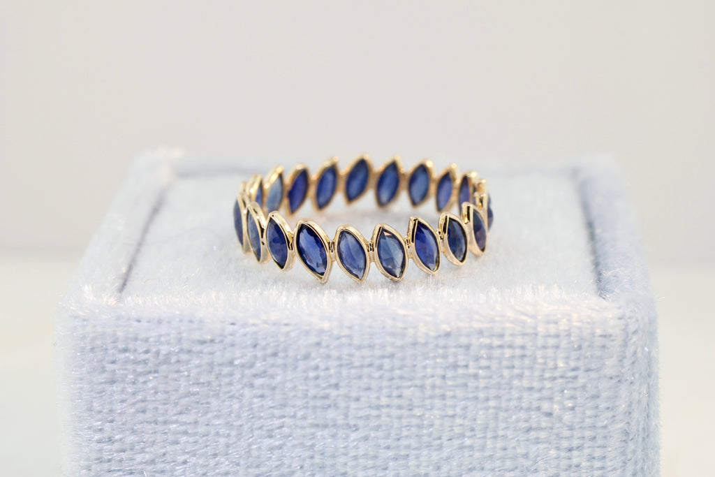 Aiyana Sapphire Marquise Skinny Eternity Ring-Rings-Nari Fine Jewels-Nari Fine Jewels