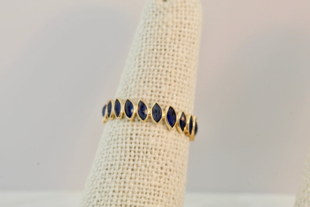 Aiyana Sapphire Marquise Skinny Eternity Ring-Rings-Nari Fine Jewels-Nari Fine Jewels