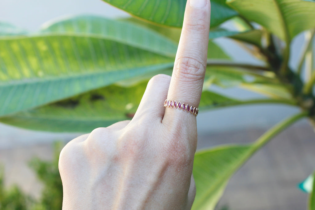 Aiyana Ruby Marquise Skinny Eternity Ring-Rings-Nari Fine Jewels-Nari Fine Jewels