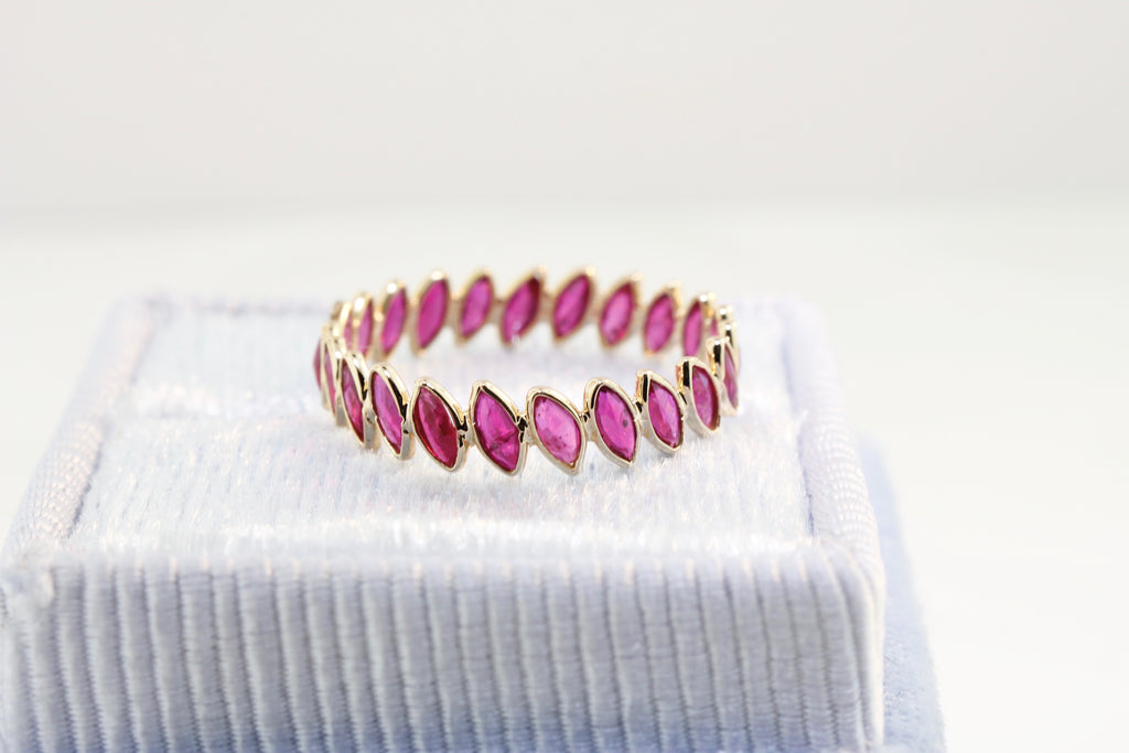 Aiyana Ruby Marquise Skinny Eternity Ring-Rings-Nari Fine Jewels-Nari Fine Jewels