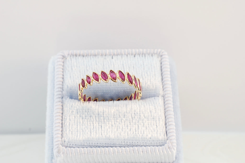 Aiyana Ruby Marquise Skinny Eternity Ring-Rings-Nari Fine Jewels-Nari Fine Jewels