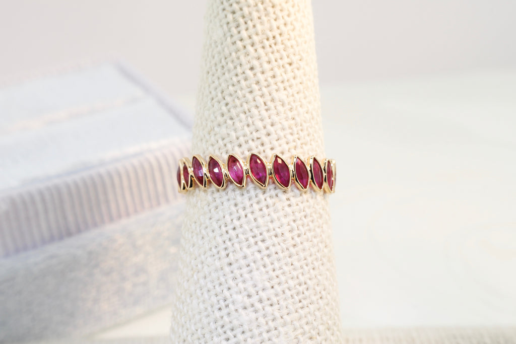 Aiyana Ruby Marquise Skinny Eternity Ring-Rings-Nari Fine Jewels-Nari Fine Jewels