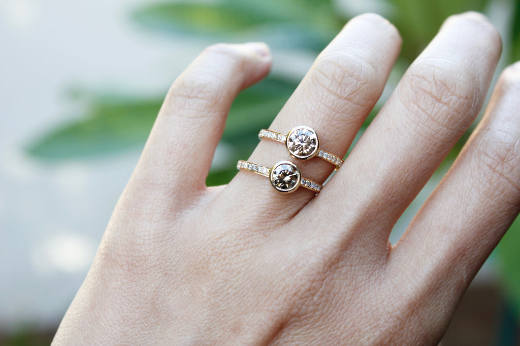 Bella Diamond Solitaire Micro Pavé Ring-Rings-Nari Fine Jewels-Nari Fine Jewels