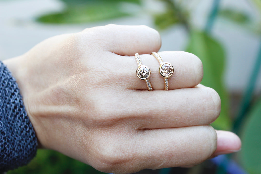 Bella Diamond Solitaire Micro Pavé Ring-Rings-Nari Fine Jewels-Nari Fine Jewels