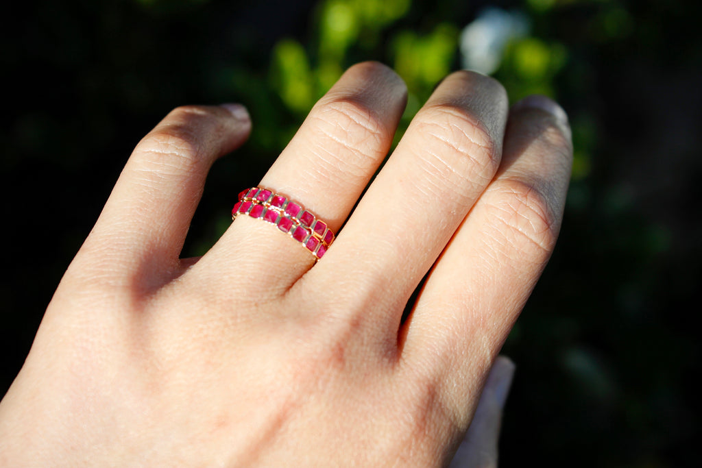 Aiyana Ruby Square Double Eternity Ring-Rings-Nari Fine Jewels-Nari Fine Jewels
