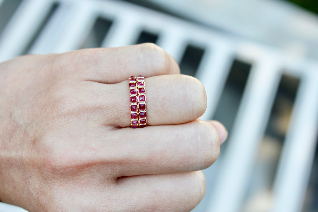 Aiyana Ruby Square Double Eternity Ring-Rings-Nari Fine Jewels-Nari Fine Jewels